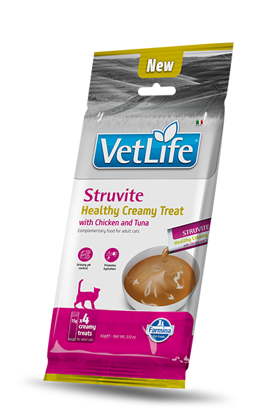 Vet Life Gatto Snack Funzionale Struvite in Crema con Pollo e Tonno 4 x 15g
