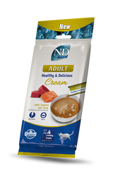 N&D Gatto Ocean Snack Adult in Crema con Salmone e Tonno 4 x 15g