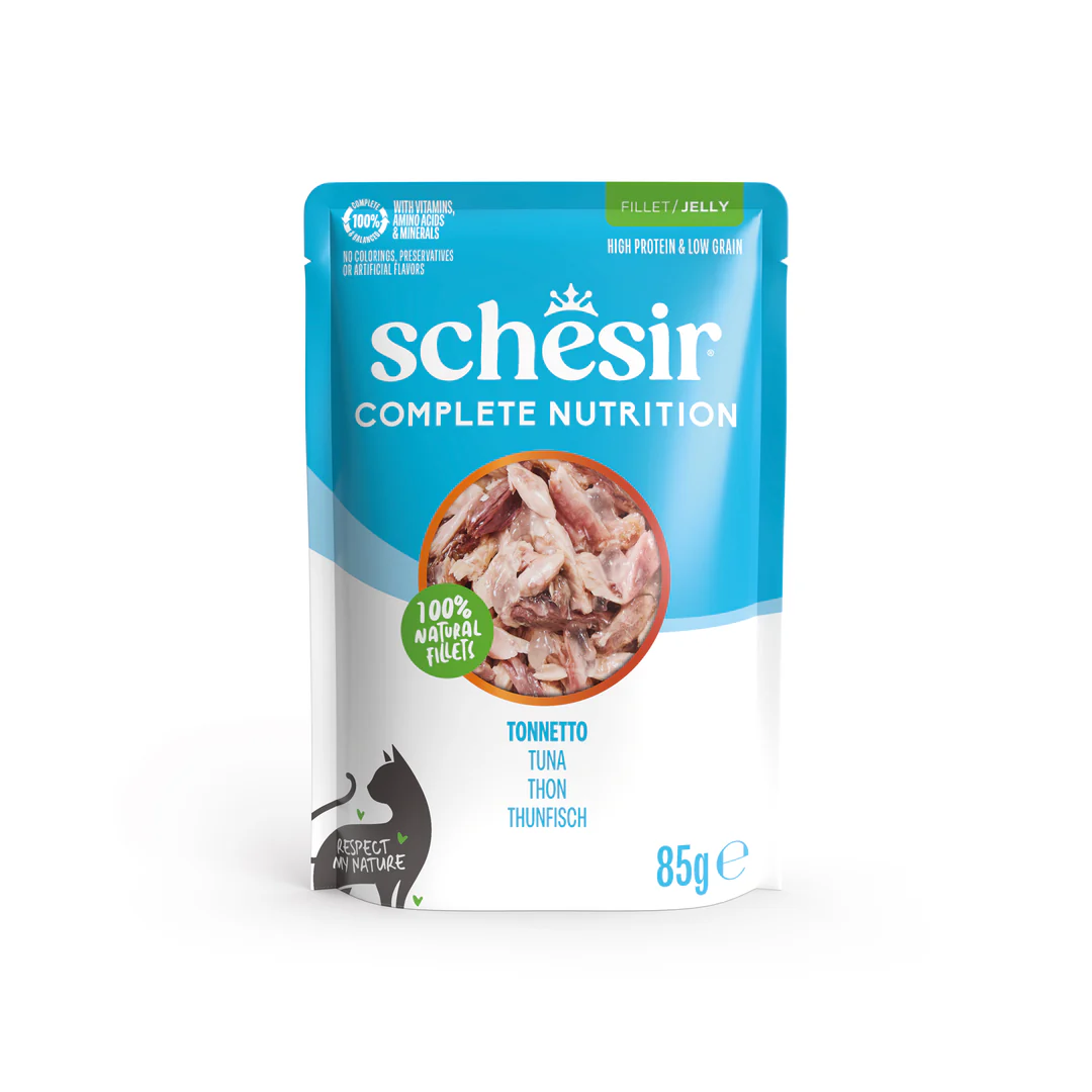Schesir Gatto Umido Complete Nutrition 100% Filetti Naturali in Jelly Bustine 85g