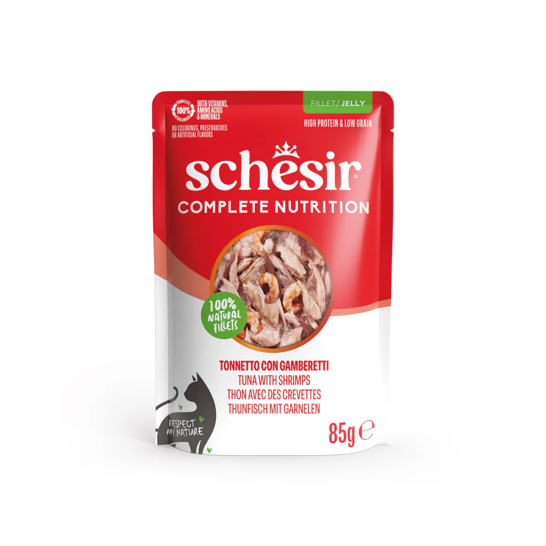 Schesir Gatto Umido Complete Nutrition 100% Filetti Naturali in Jelly Bustine 85g