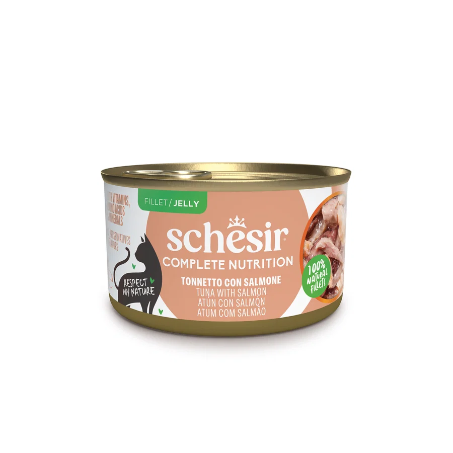Schesir Gatto Umido Complete Nutrition 100% Filetti Naturali in Jelly Scatolette 85g