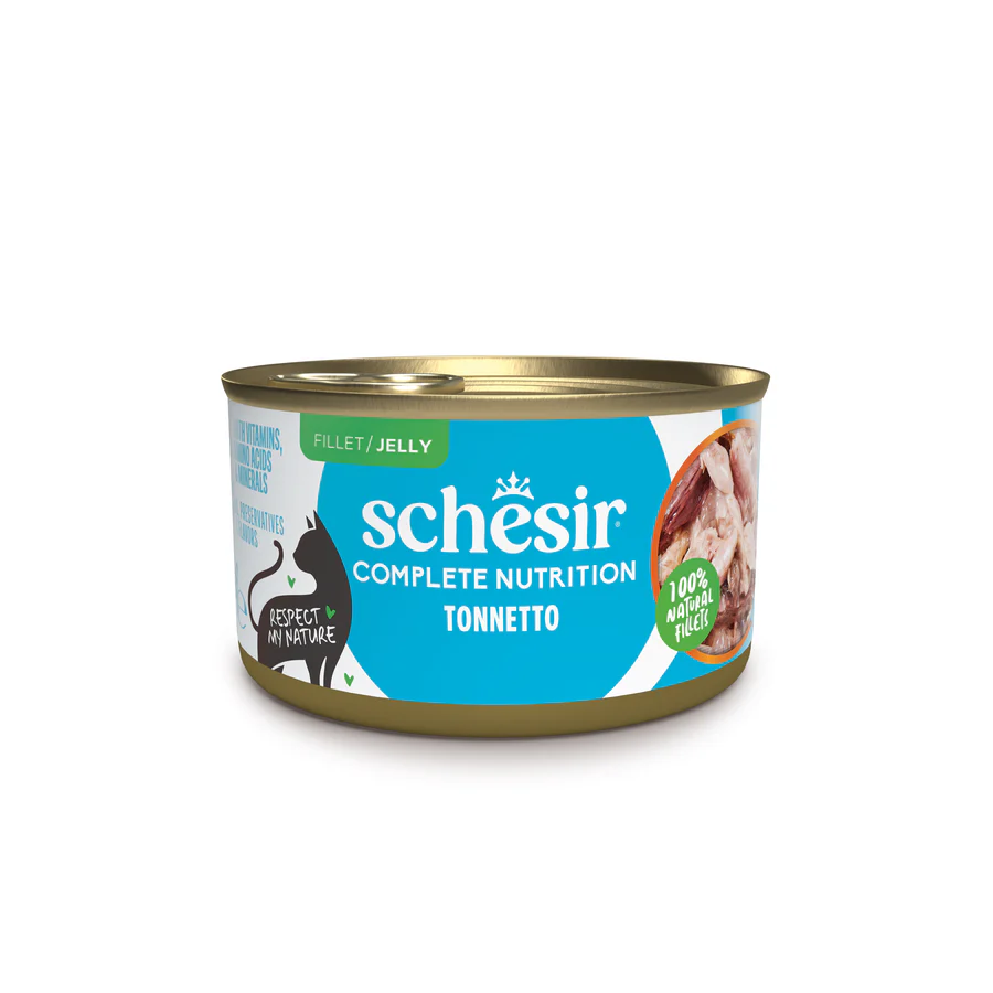 Schesir Gatto Umido Complete Nutrition 100% Filetti Naturali in Jelly Scatolette 85g