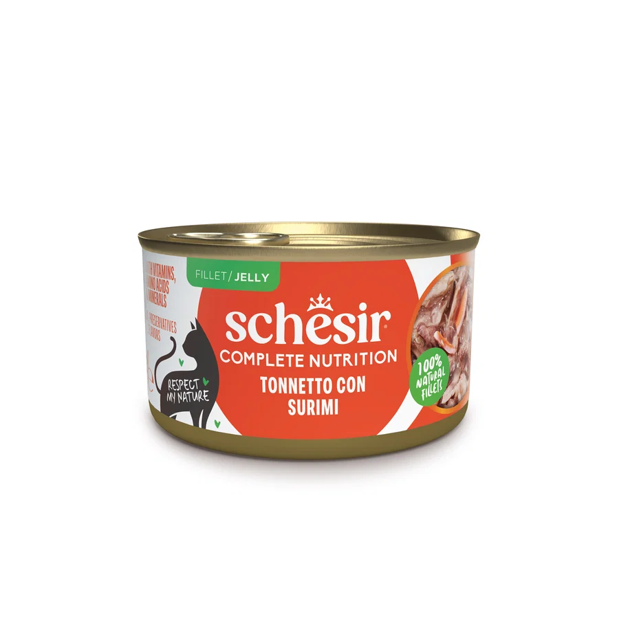Schesir Gatto Umido Complete Nutrition 100% Filetti Naturali in Jelly Scatolette 85g