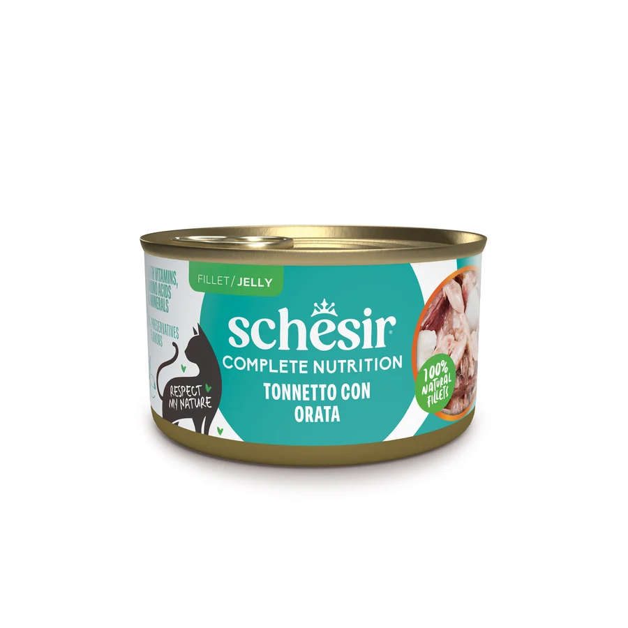 Schesir Gatto Umido Complete Nutrition 100% Filetti Naturali in Jelly Scatolette 85g