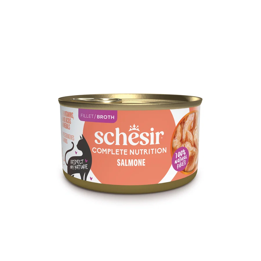 Schesir Gatto Umido Complete Nutrition 100% Filetti Naturali in Brodo Scatolette 85g