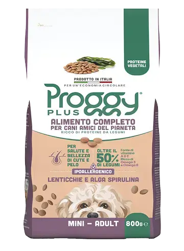 Proggy Plus Cane Lenticchie e Alga Spirulina Taglia Mini 100% Vegetale