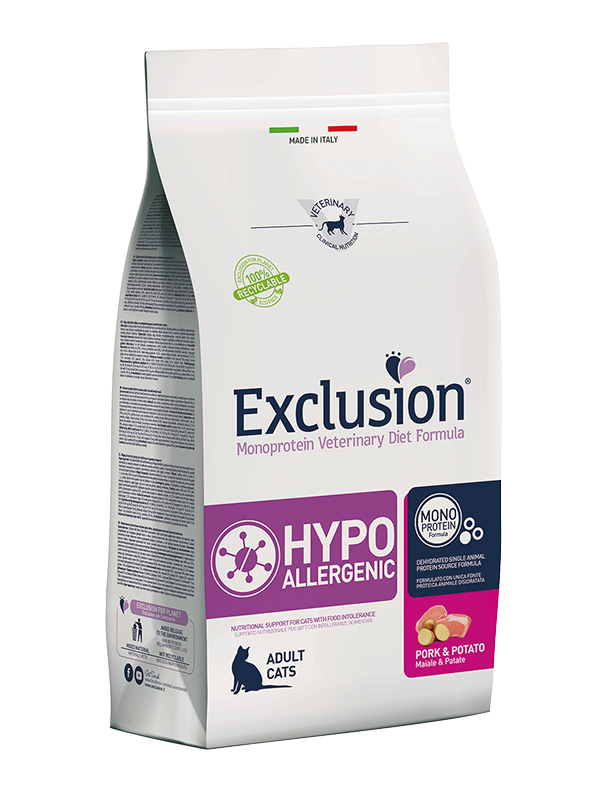 Exclusion Gatto Veterinary Diet Hypoallergenic Maiale e Patate 1.5 Kg
