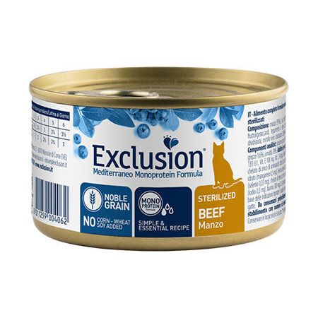 Exclusion Mediterraneo Monoprotein Noble Grain Cibo Umido per Gatti Adulti Lattina 85g