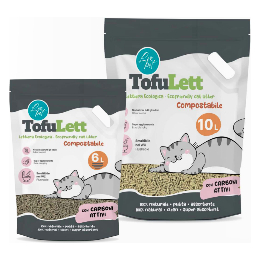 LeoPet Tofu Lett ai Carboni Attivi 6 Lt