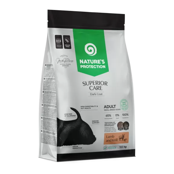 NATURE'S PROTECTION SUPERIOR CARE Adult Small Dark Coat Agnello (Manti Scuri / Neri)
