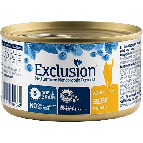 Exclusion Mediterraneo Monoprotein Noble Grain Cibo Umido per Gatti Adulti Lattina 85g