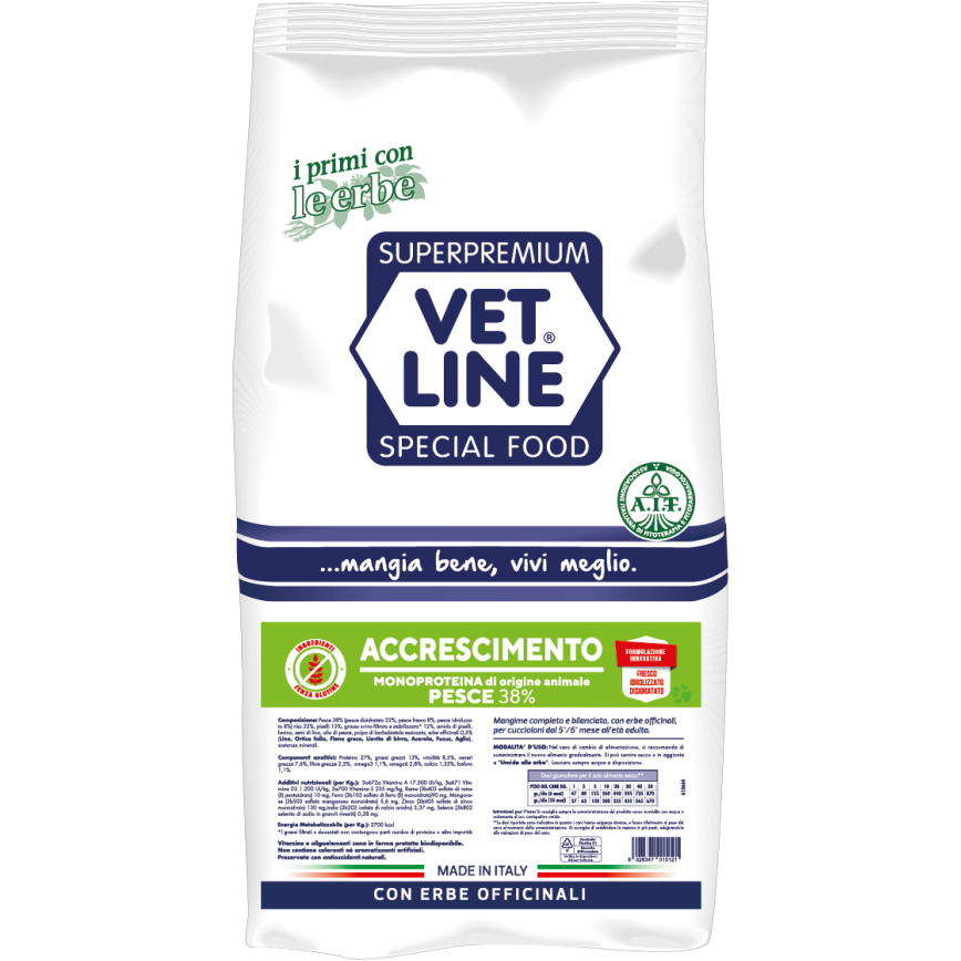 Vet Line Cane Adult Accrescimento Monoproteico al Pesce