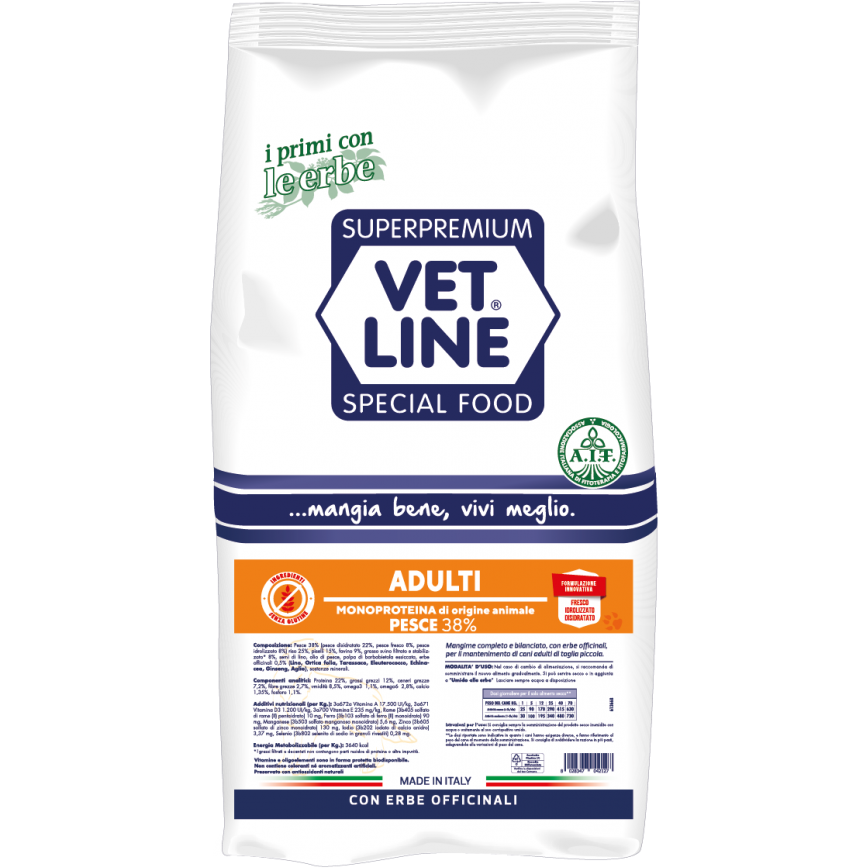 Vet Line Cane Adult Monoproteico al Pesce 38%