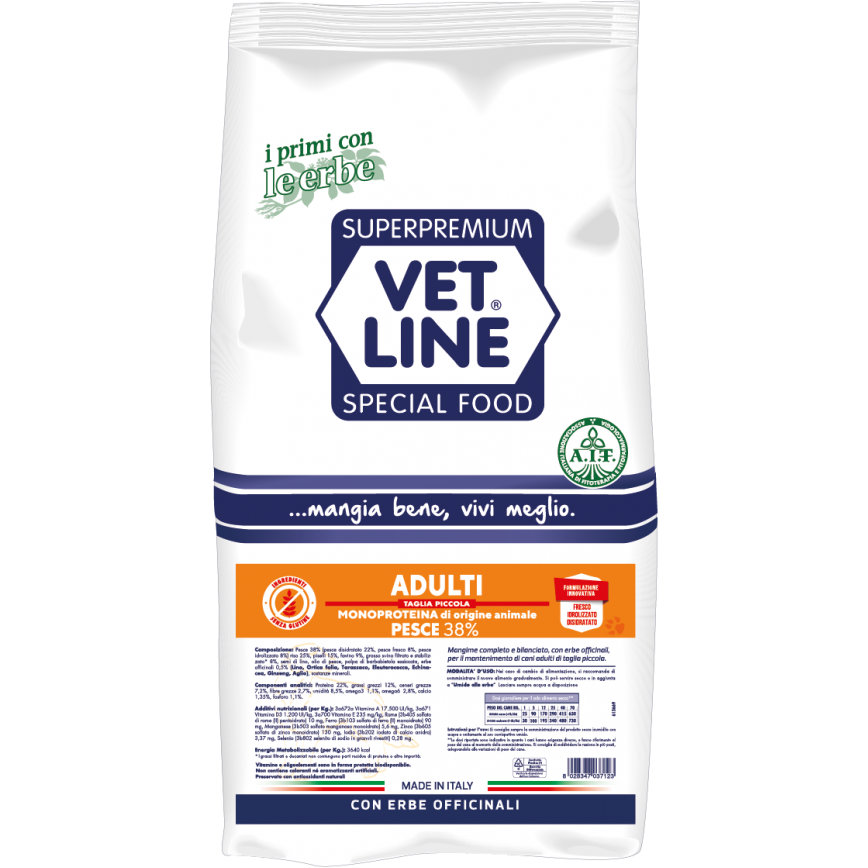 Vet Line Cane Adult Taglia Piccola Pesce 38%