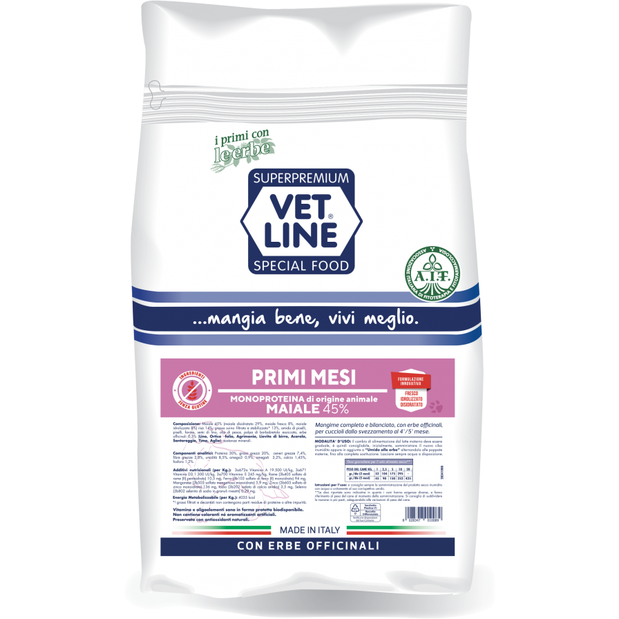 Vet Line Cane Primi Mesi Monoproteico Maiale 38%